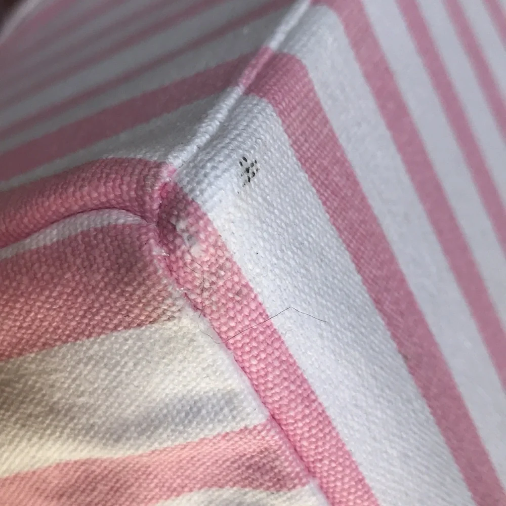 Pottery Barn Kids Pink & White striped 100 % cotton washable storage basket